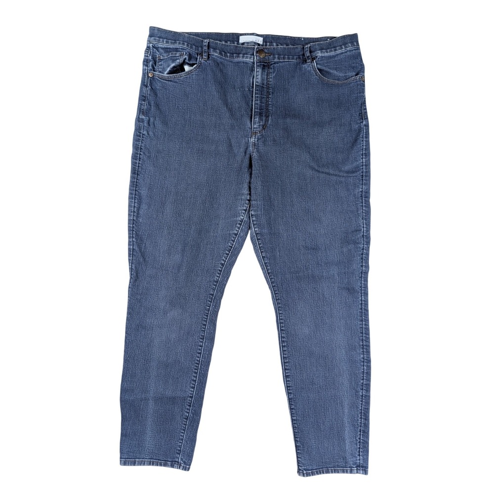 LOFT High Rise Skinny Fit Blue Wash Denim Tapered Ankle Jeans Women's Size 33/16